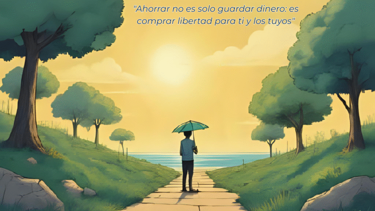 ¿Por qué ahorrar dinero? 5 razones que cambiarán tu vida financiera - Blog finanzas personales Guía visual sobre por qué ahorrar dinero: persona contemplando un futuro financiero tranquilo y seguro