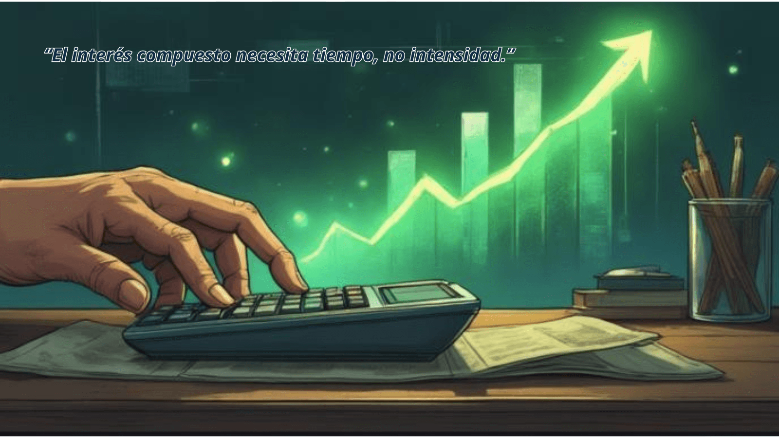 calculadora de interés compuesto proyectando una curva de crecimiento real.