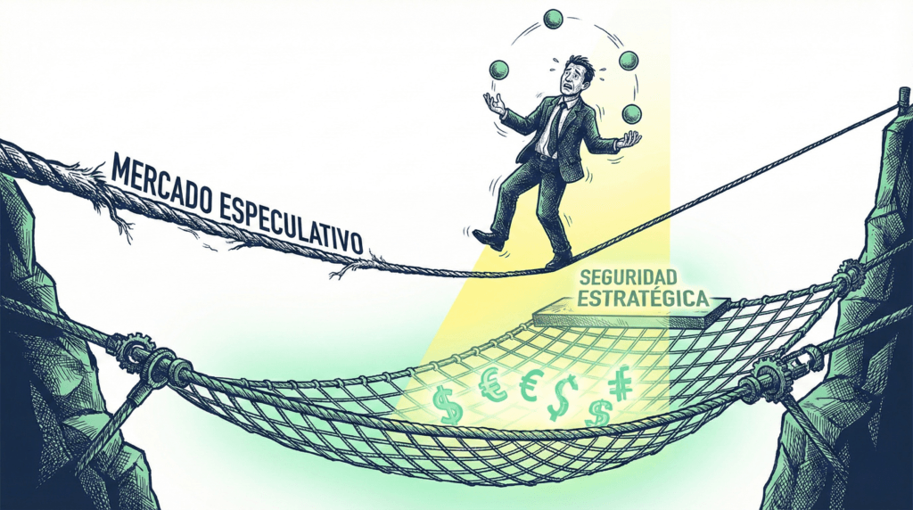 ¿Qué es una Burbuja Financiera? La euforia que financia el futuro con tu dinero - Blog finanzas personales Ilustración de una red de seguridad financiera protegiendo a un inversor, enseñando qué es una burbuja y cómo protegerse de ella.